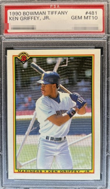 1990 Bowman Tiffany Ken Griffey Jr. card #481 in PSA 10 slab