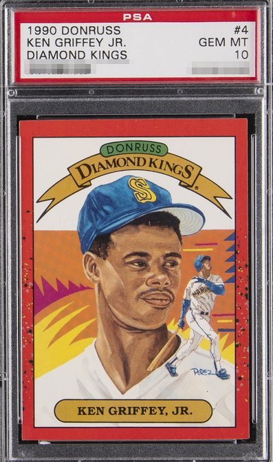 1990 Donruss Diamond Kings Ken Griffey Jr. card #4 in PSA 10 slab