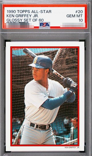 1990 Topps All-Star Glossy Set of 60 Ken Griffey Jr. card #20 in PSA 10 slab