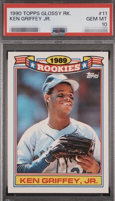 1990 Topps Glossy Rookies Ken Griffey Jr. card #11 in PSA 10 slab