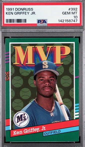 1991 Donruss MVP Ken Griffey Jr. card #392 in PSA 10 slab