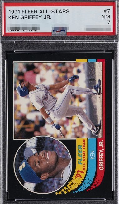 1991 Fleer All-Stars Ken Griffey Jr. card #7 in PSA 7 slab