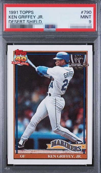 1991 Topps Operation Desert Shield Ken Griffey Jr. card #790 in PSA 9 slab