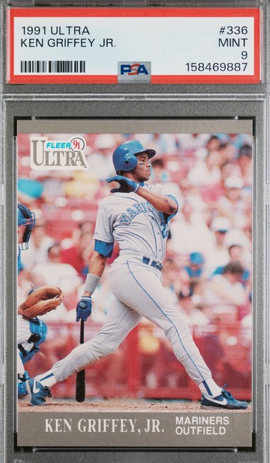 1991 Ultra Base #336 Ken Griffey Jr. card in PSA 9 slab