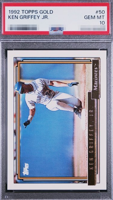 1992 Topps Gold Ken Griffey Jr. card #50 in PSA 10 slab