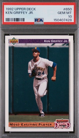 1992 Upper Deck Diamond Skills Ken Griffey Jr. card #650 in PSA 10 slab
