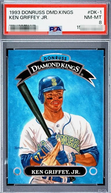 1993 Donruss Diamond Kings Ken Griffey Jr. card #DK-1 in PSA 8 slab