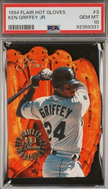 1994 Flair Hot Gloves Ken Griffey Jr. die-cut card #3 in PSA 10 slab