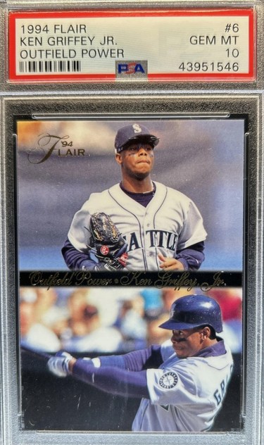 1994 Flair Outfield Power Ken Griffey Jr. card #6 in PSA 10 slab