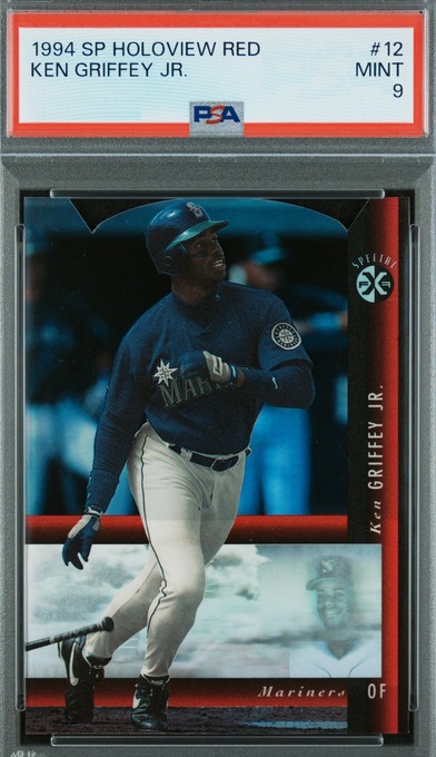 1994 SP Holoview Red die-cut Ken Griffey Jr. card #12 in a PSA 9 slab