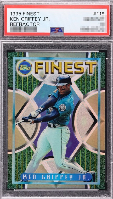 1995 Finest Refractor #118 Ken Griffey Jr. card in a PSA slab