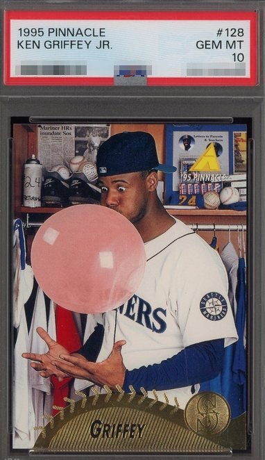 1995 Pinnacle Bubble Gum Ken Griffey Jr. card #128 in PSA 10 slab