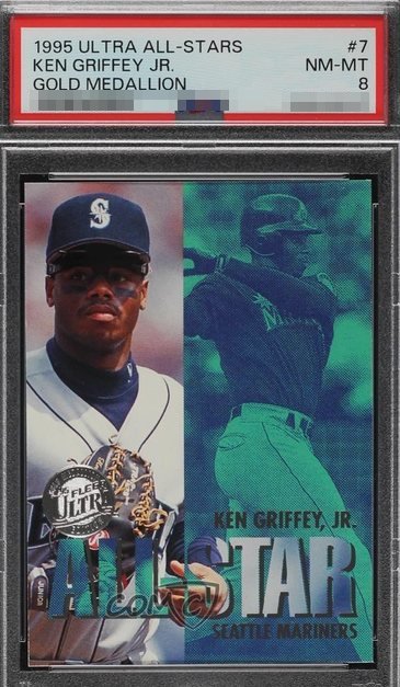 1995 Ultra All-Stars Gold Medallion Ken Griffey Jr. card #7 in PSA 8 slab