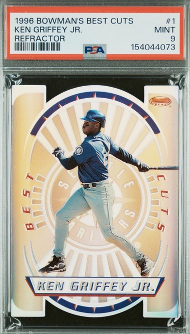 1996 Bowman's Best Best Cuts Refractor Ken Griffey Jr. card #1 in PSA 9 slab