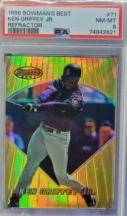 1996 Bowman's Best Refractor Ken Griffey Jr. #71 card, assumed PSA 9