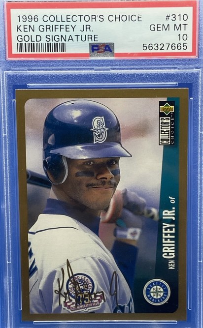 1996 Collector's Choice Gold Signature Ken Griffey Jr. card #310 in PSA 10 slab