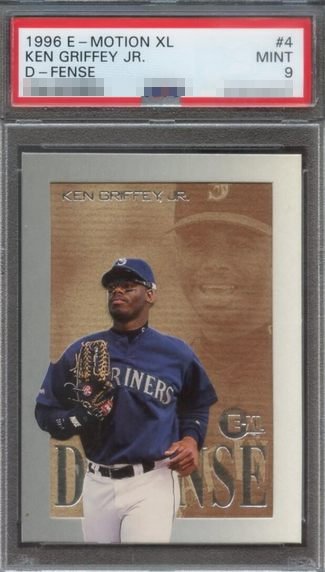 1996 E-Motion XL D-Fense Ken Griffey Jr. card #4 in PSA 9 slab