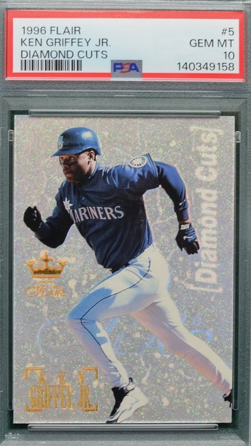 1996 Flair Diamond Cuts #5 Ken Griffey Jr. card in PSA 10 slab