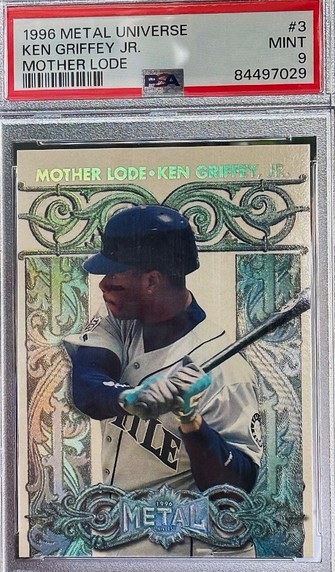 1996 Metal Universe Mother Lode #3 Ken Griffey Jr. card in PSA 9 slab