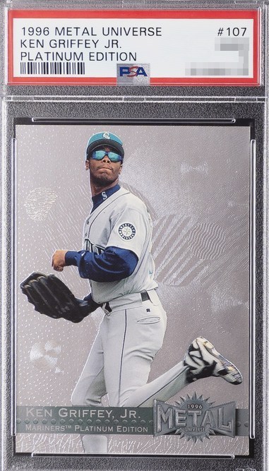 1996 Metal Universe Platinum Edition Ken Griffey Jr. card #107 in PSA 9 slab