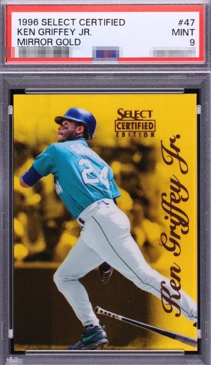 1996 Select Certified Mirror Gold /30 Ken Griffey Jr. card #47 in PSA 9 slab