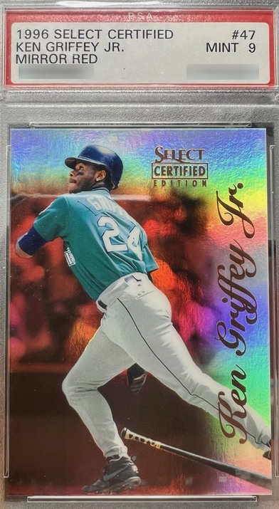1996 Select Certified Mirror Red /90 Ken Griffey Jr. card #47 in a PSA 9 slab