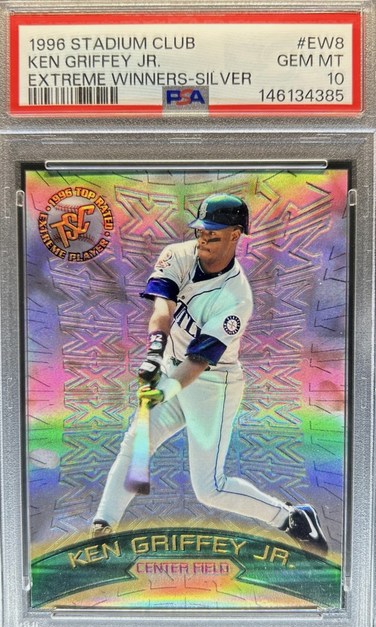 1996 Stadium Club Extreme Winners Silver Ken Griffey Jr. card #EW8 in PSA 10 slab
