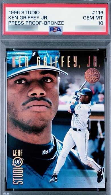 1996 Studio Press Proof Bronze /2,000 Ken Griffey Jr. card #116 in a PSA 10 slab