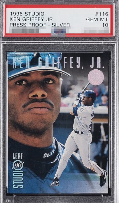 1996 Studio Press Proof Silver /1,000 Ken Griffey Jr. card #116 in PSA 10 slab