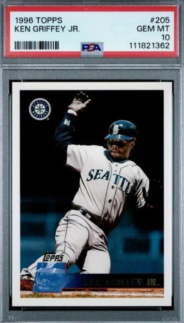 1996 Topps Ken Griffey Jr. card #205 in PSA 10 slab
