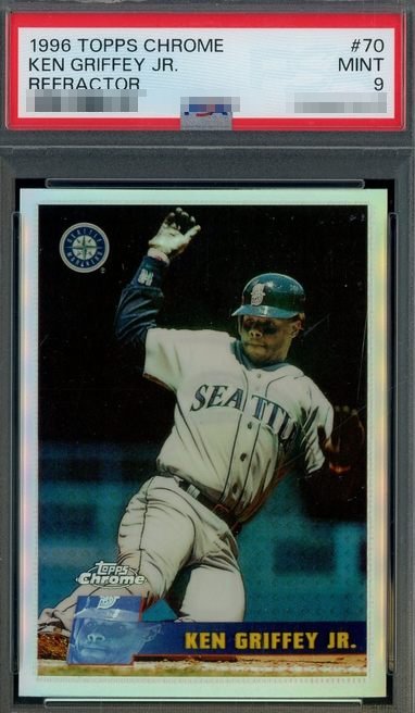 1996 Topps Chrome Refractor Ken Griffey Jr. card #70 in PSA 9 slab