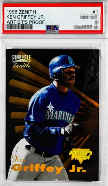 1996 Zenith Artist's Proof Ken Griffey Jr. card #1 in PSA 8 slab