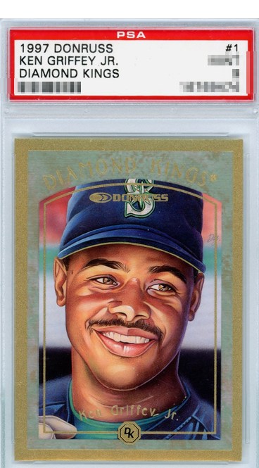 1997 Donruss Diamond Kings Ken Griffey Jr. insert card #1, serial numbered /9,500, in PSA 10 slab