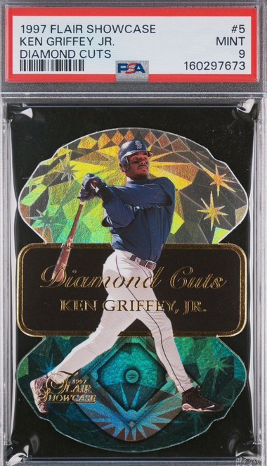 1997 Flair Showcase Diamond Cuts Ken Griffey Jr. card #5 in PSA 9 slab