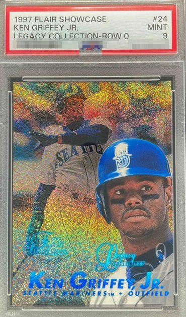 1997 Flair Showcase Legacy Collection Row 0 /100 Ken Griffey Jr. card #24 in PSA 9 slab