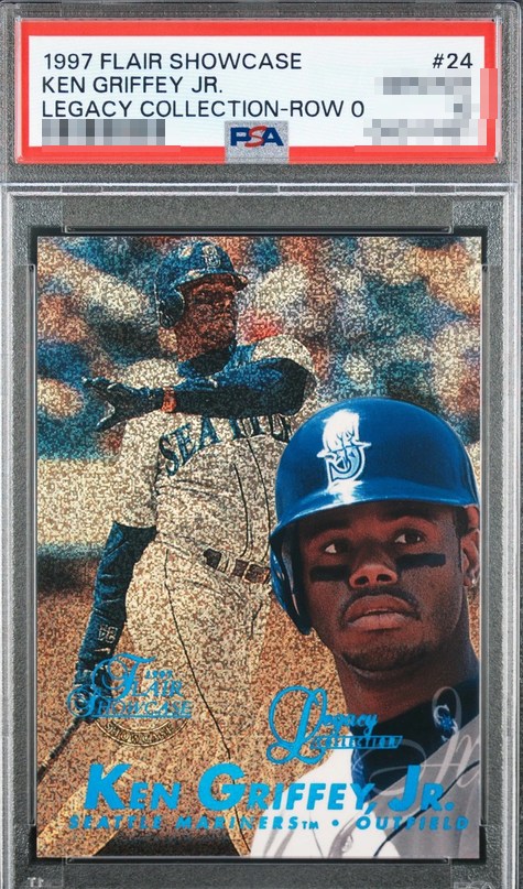 1997 Flair Showcase Legacy Collection Row 0 /100 Ken Griffey Jr. card #24 in a PSA slab