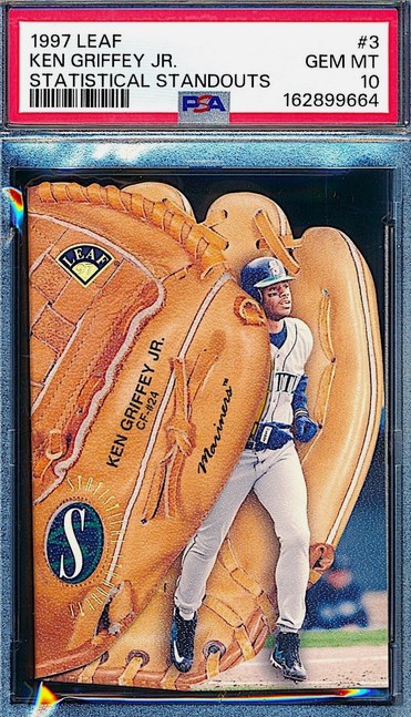 1997 Leaf Statistical Standouts Ken Griffey Jr. card #3 in PSA 10 slab
