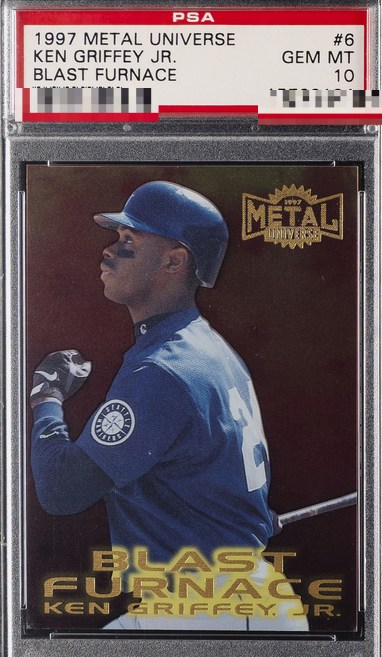 1997 Metal Universe Blast Furnace Ken Griffey Jr. card #6 in PSA 10 slab