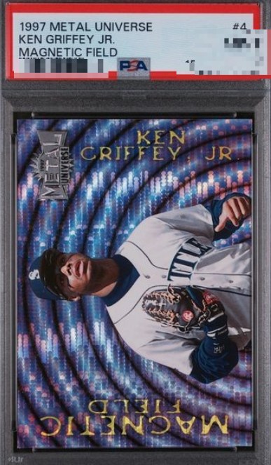 1997 Metal Universe Magnetic Field Ken Griffey Jr. card #4 in a PSA graded slab