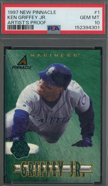 1997 New Pinnacle Artist's Proof Ken Griffey Jr. card #1 in PSA 10 slab