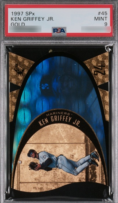 1997 SPx Die-Cut Gold Ken Griffey Jr. die-cut card #45 in a PSA 9 slab