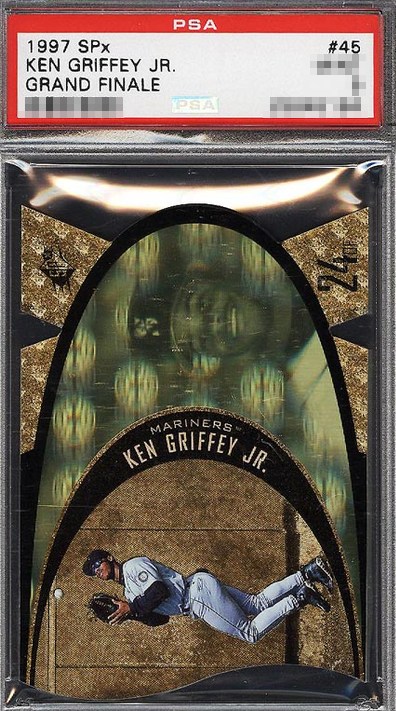 1997 SPx Grand Finale /50 Ken Griffey Jr. die-cut card #SPX45 in PSA slab