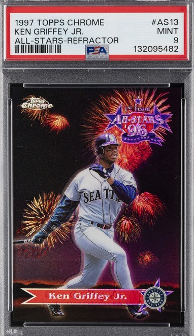 1997 Topps Chrome All-Star Refractor #AS13 Ken Griffey Jr. card in PSA 9 slab