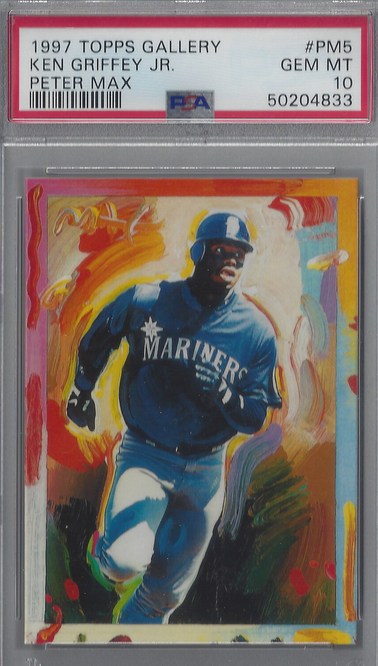 1997 Topps Gallery Peter Max Ken Griffey Jr. card #PM5 in PSA 10 slab