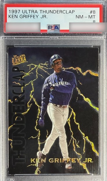 1997 Ultra Thunderclap Ken Griffey Jr. insert card #8 in PSA 8 slab