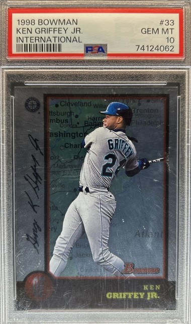 1998 Bowman Chrome International Ken Griffey Jr. card #33 in PSA 10 slab