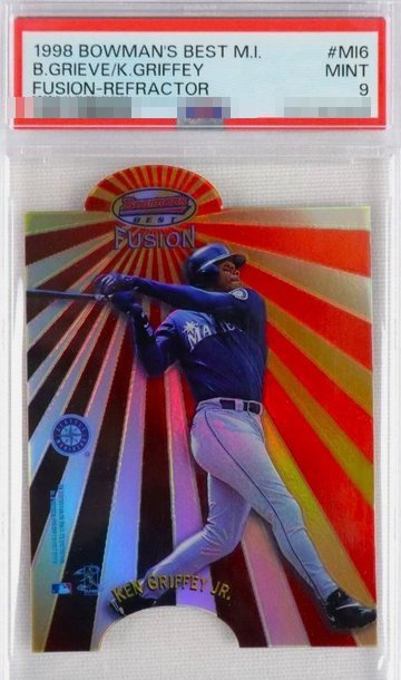 1998 Bowman's Best Mirror Image Fusion Refractor /100 Ken Griffey Jr. card