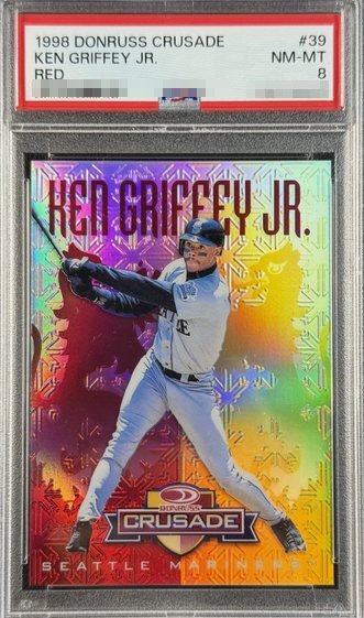 1998 Donruss Crusade Red /25 Ken Griffey Jr. card #39 in PSA 8 slab