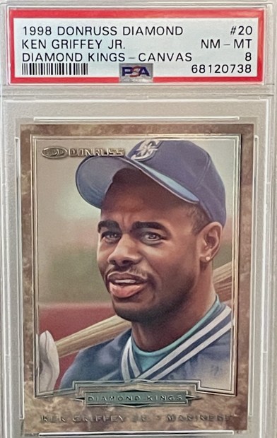 1998 Donruss Diamond Kings Canvas Ken Griffey Jr. insert card #20 in PSA 8 slab
