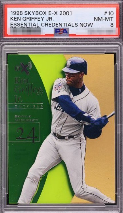 1998 Skybox E-X2001 Essential Credentials Now /10 Ken Griffey Jr. card #10 in PSA 8 slab